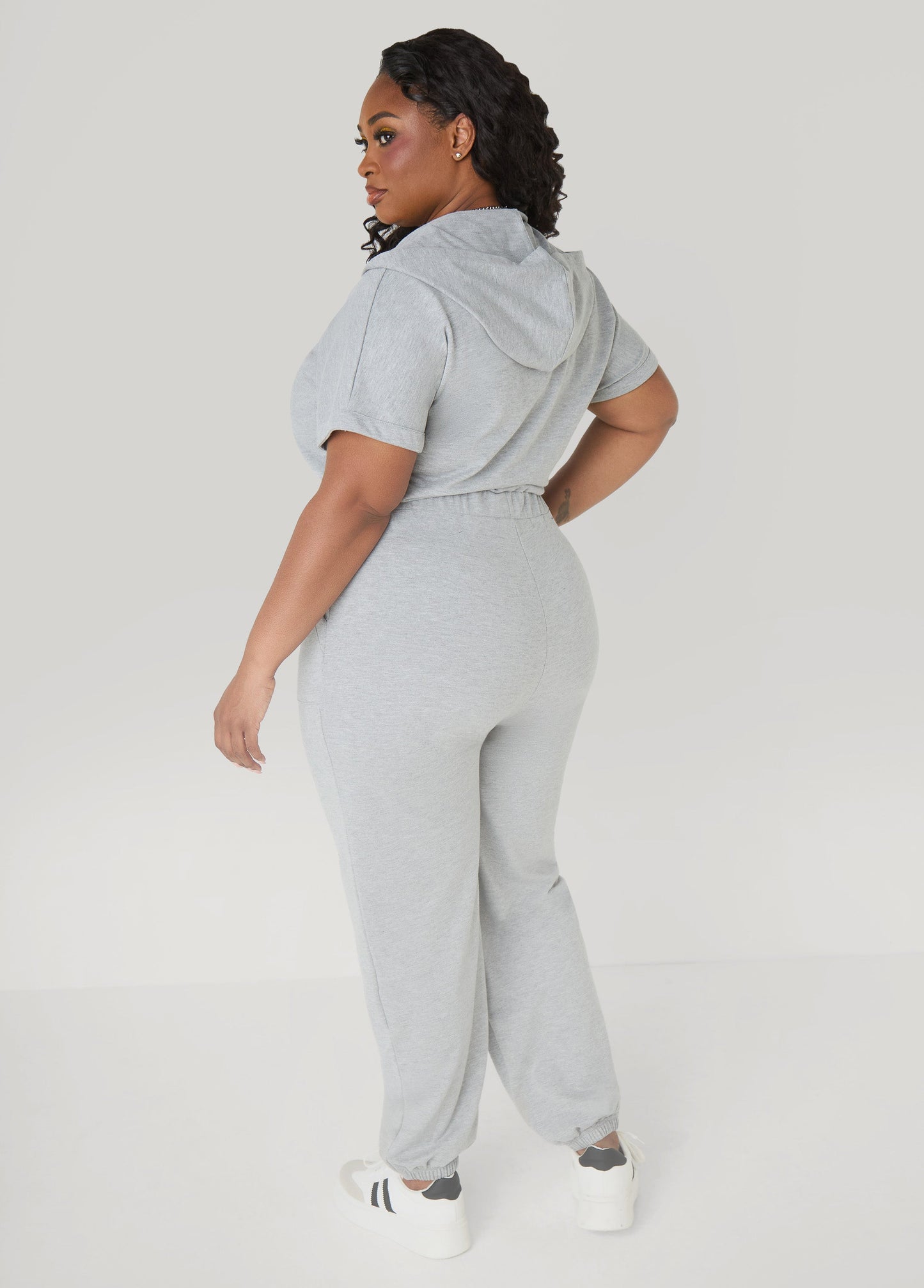 Ashley Stewart French Terry Joggers Jumpsuit Desert Sun