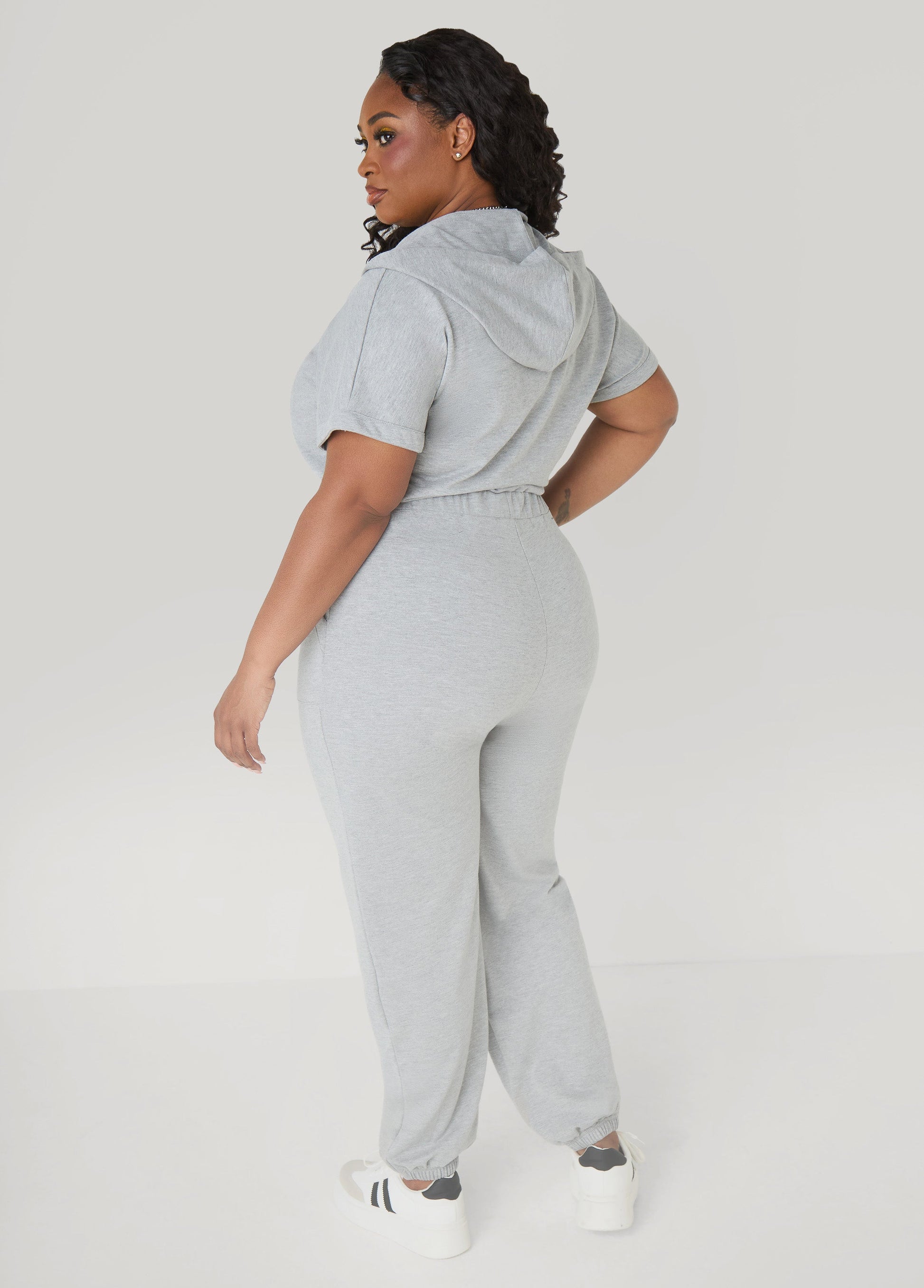 Ashley Stewart French Terry Joggers Jumpsuit Desert Sun