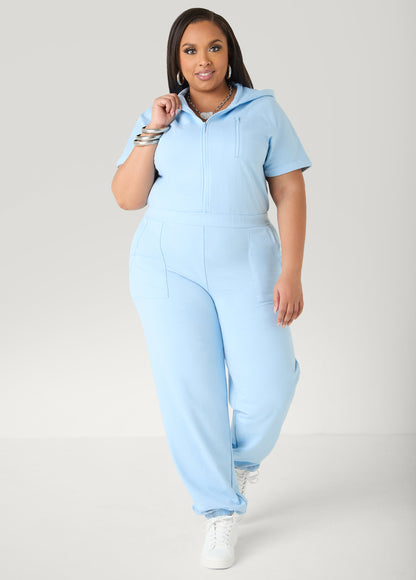 Ashley Stewart French Terry Joggers Jumpsuit Desert Sun