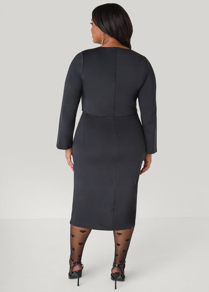 Ashley Stewart Zip Detailed Bodycon Midi Dress Black