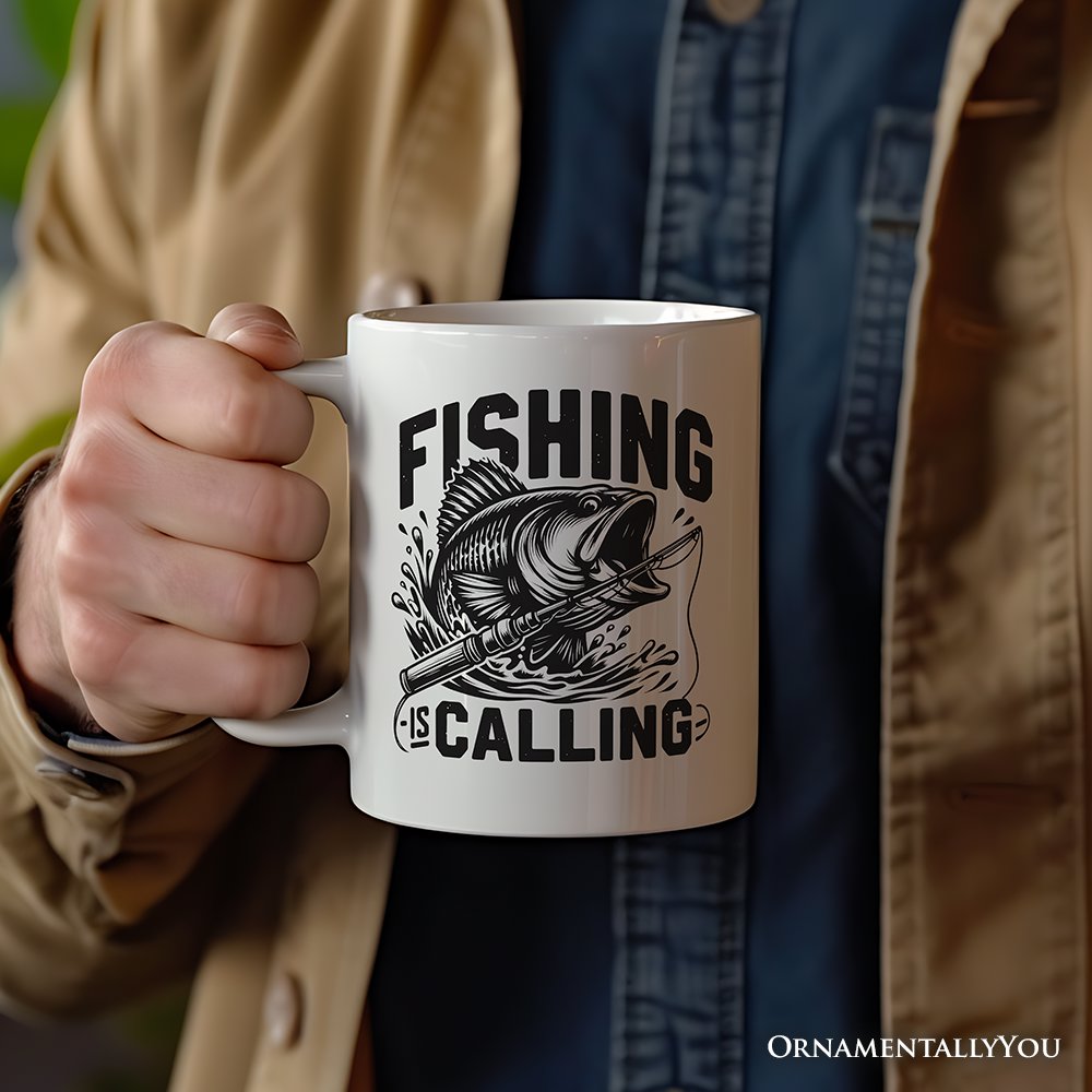 Ashley Stewart Fishing Is Calling Ceramic Mug White