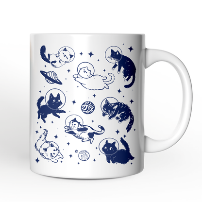 Ashley Stewart Cats In Space Ceramic Mug White