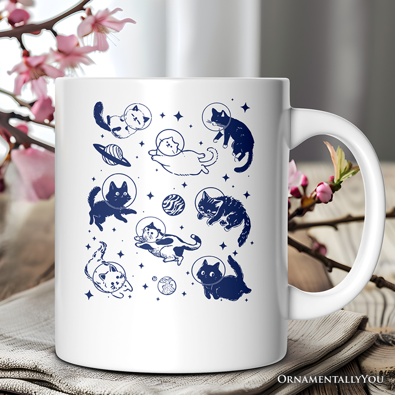 Ashley Stewart Cats In Space Ceramic Mug White