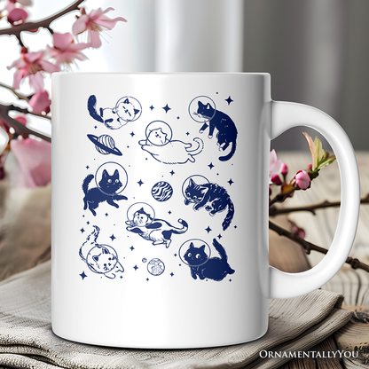 Ashley Stewart Cats In Space Ceramic Mug White