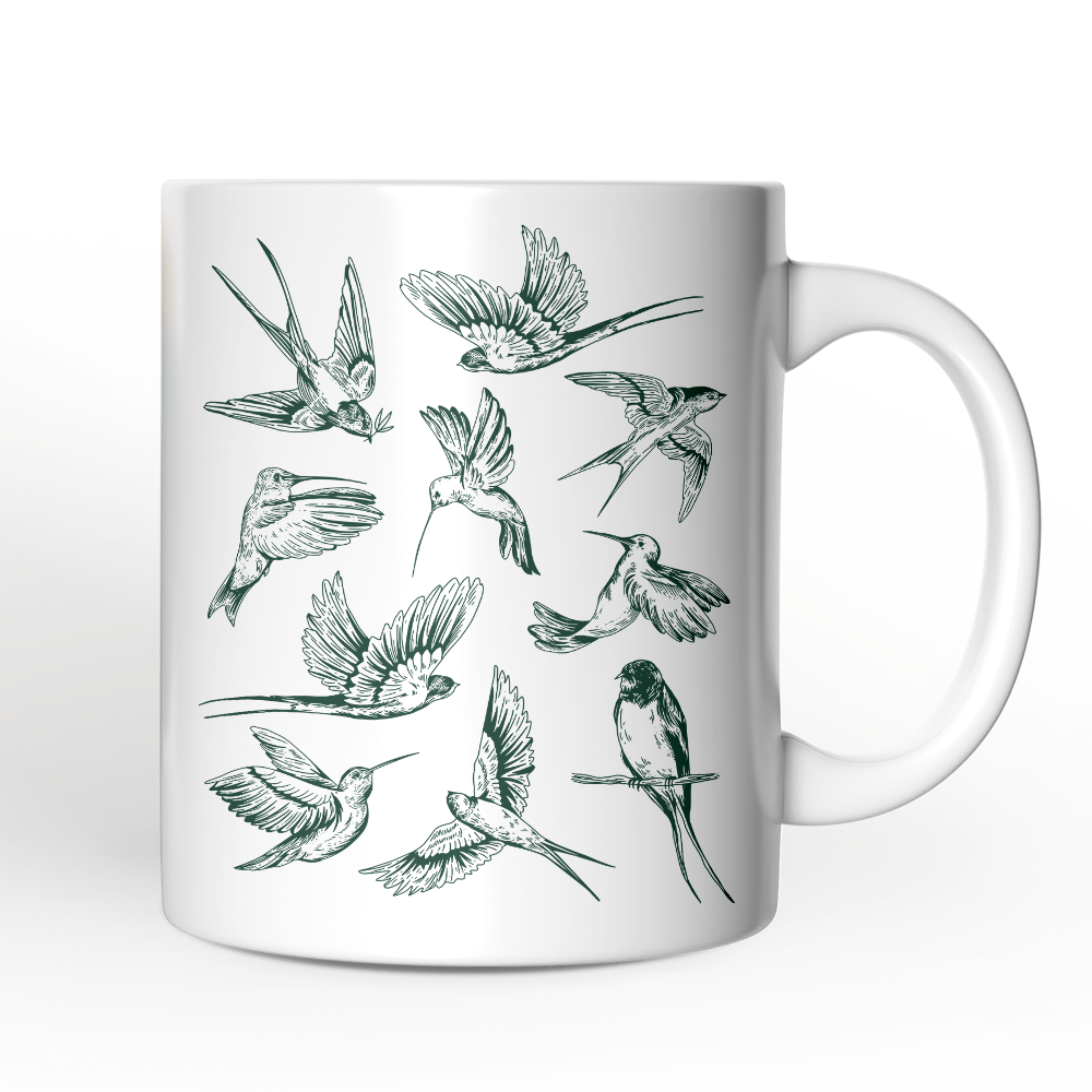 Ashley Stewart Birds In Flight Ceramic Mug White