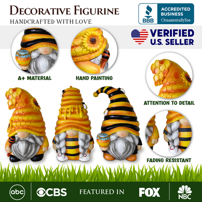 Ashley Stewart Set of Three Bee Gnome Figurines Multi