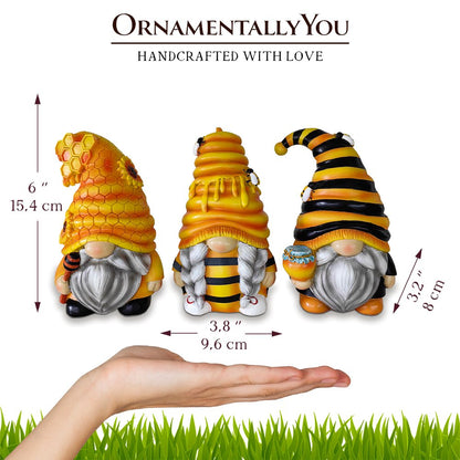 Ashley Stewart Set of Three Bee Gnome Figurines Multi
