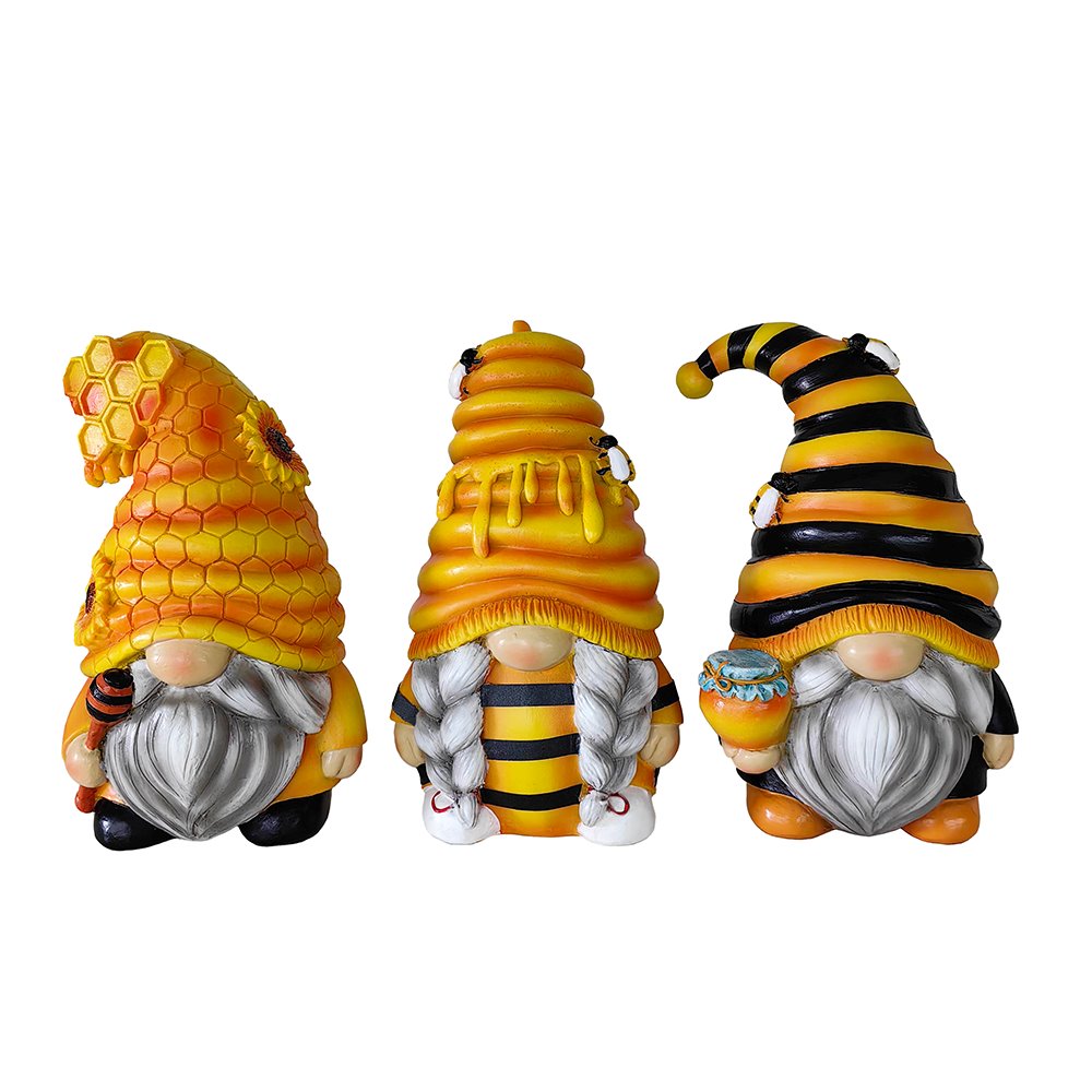 Ashley Stewart Set of Three Bee Gnome Figurines Multi