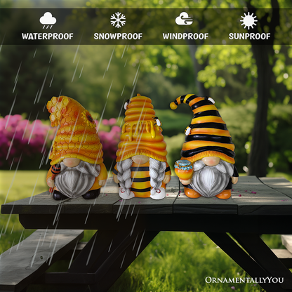 Ashley Stewart Set of Three Bee Gnome Figurines Multi