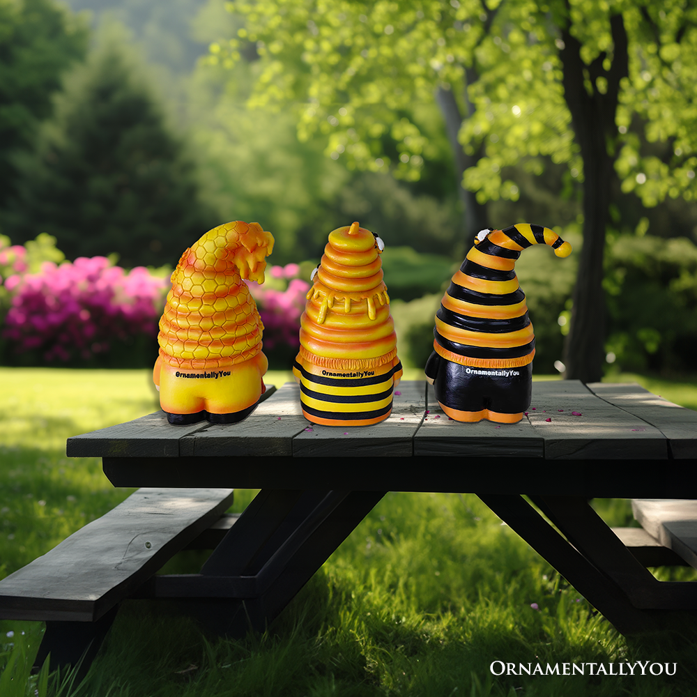 Ashley Stewart Set of Three Bee Gnome Figurines Multi