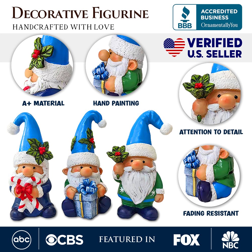 Ashley Stewart Set of Three Christmas Gnome Figurines Multi