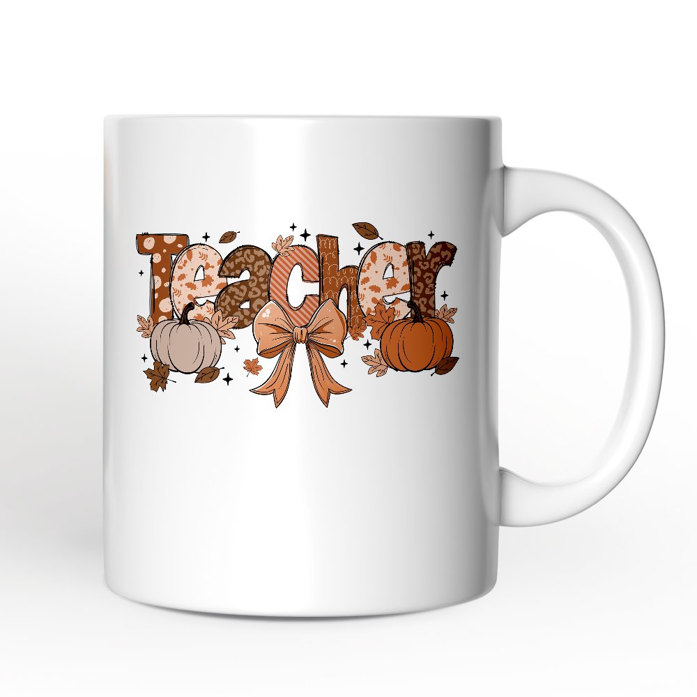 Ashley Stewart Pumpkin Teacher Ceramic Mug White